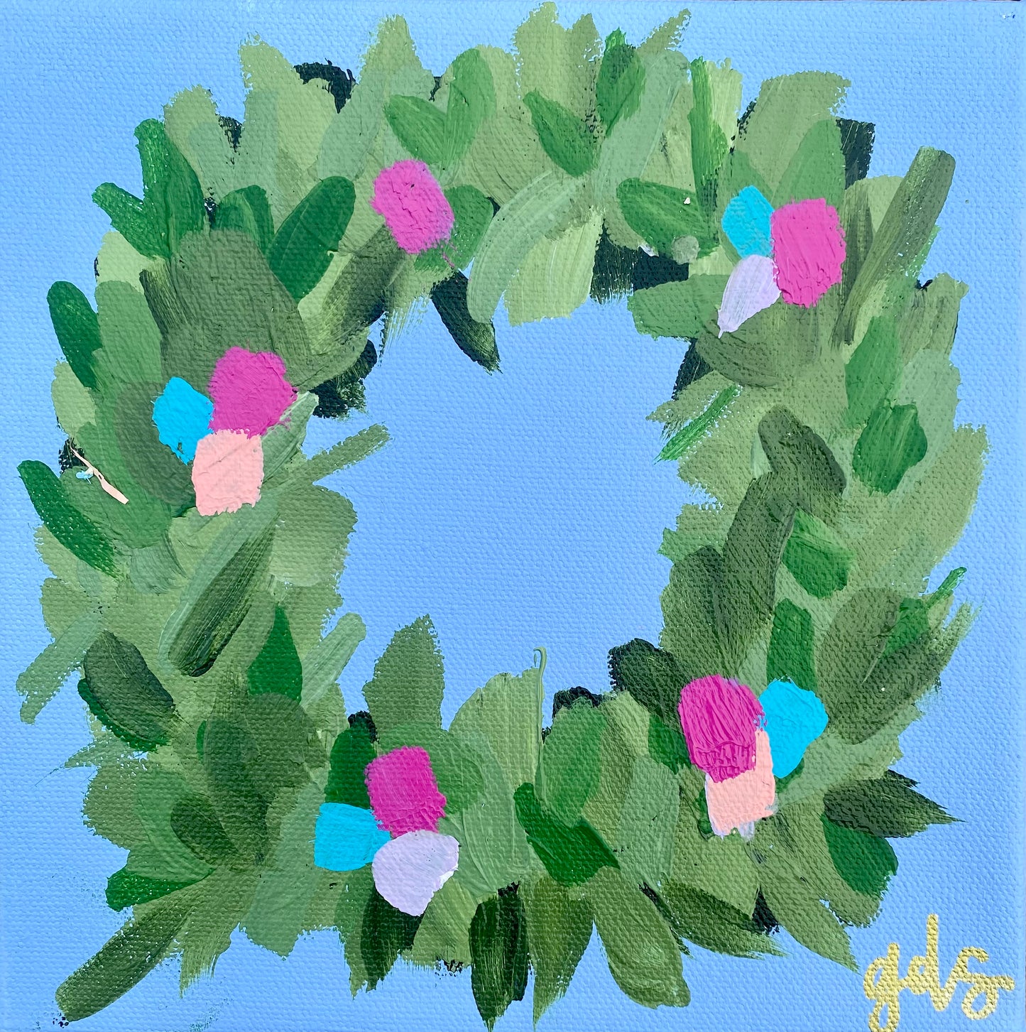 Blue Wreath - 8x8